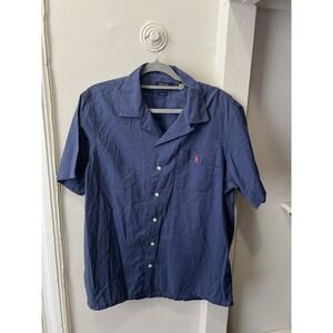 Ralph Lauren Polo Shirt Short Sleeve‎ Navy Blue Size Large Bottom Down